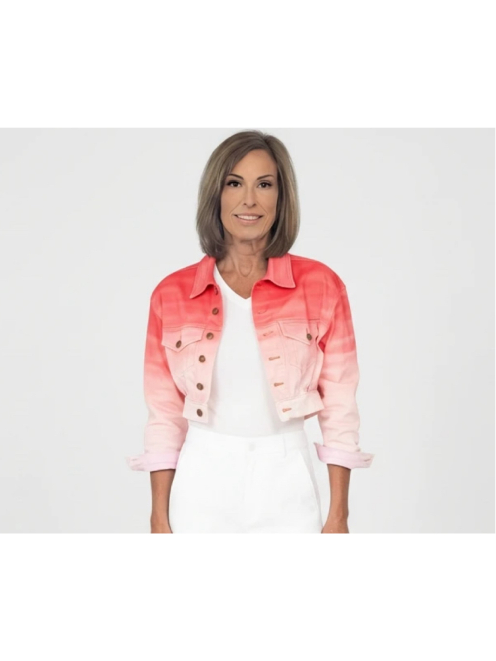 Esteban Cortazar X RTR Women's Cropped Ombre Denim Jacket